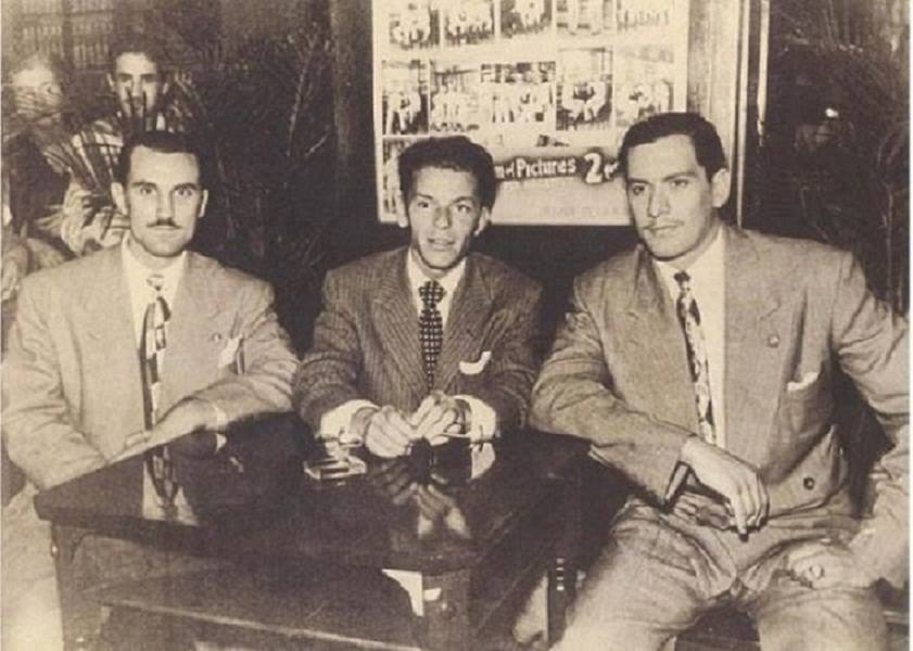 Frank Sinatra with Joe and Rocco Fischetti in Havana, Cuba, 1947